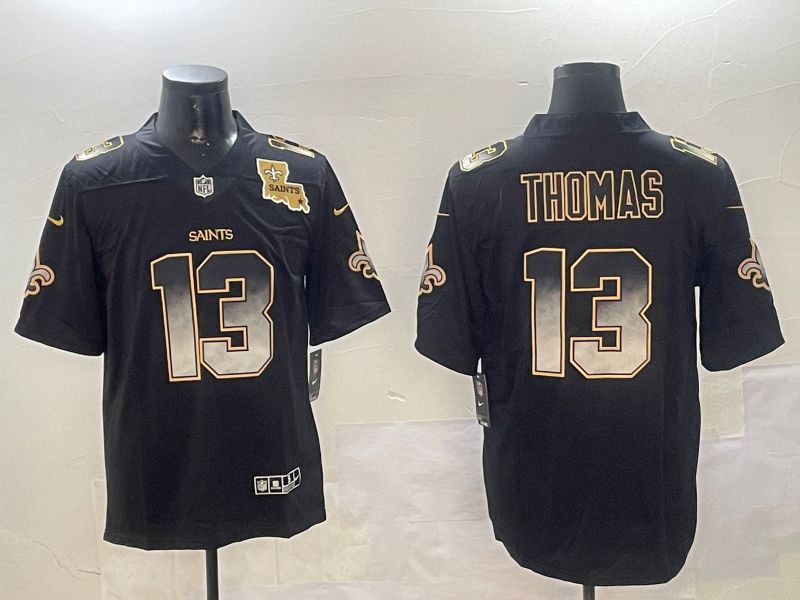 Men New Orleans Saints #13 Thomas Black Nike Smoke Fashion 2024 Limited NFL Jersey style 2